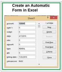 a form in excel with the text create an automatic form in excel