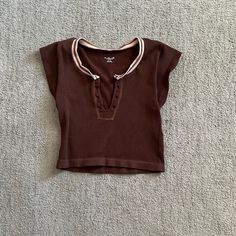 Size M/L Never Worn Out From Under Top Brown Y2k Tops For Summer, Brown Y2k Style Summer Tops, Brown Cotton Y2k Top, Brown Sleeveless Y2k Top, Brown Short Sleeve Y2k Top, Urban Outfitters Brown Sleeveless Top, Sleeveless Brown Top From Urban Outfitters, Go For Gold Top, Out From Under Top