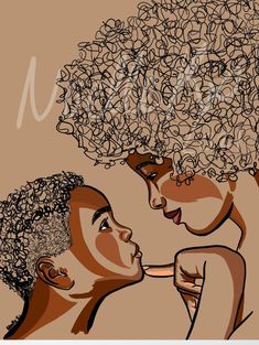 two black women with curly hair and the words happy mother's day written on them