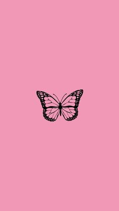 a pink background with a black and white butterfly on it's back side,