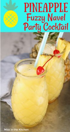 pineapple punch party cocktail in mason jars