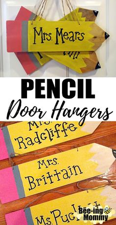 pencil door hangers made out of paper and colored pencils