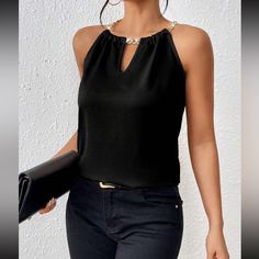 Super Cute And Stylish Ships In 5-10 Business Days Halter Neck Blouse, Halter Neck Blouses, Rose Black, Crop Tank, Halter Neck, Mock Neck, Top Blouse, Super Cute, Womens Tops