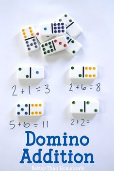 domino addition book cover with four dices and the words, do it better than homework