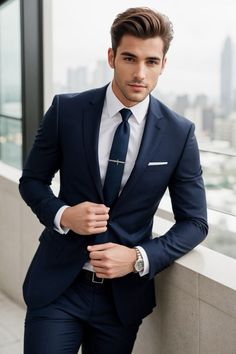 Royal Tuxedo, Men Fashion Outfits, Law Aesthetic, Pose Pengantin, Best Suits For Men, Stylish Mens Suits, Blazer Outfits Men, Mens Business Casual Outfits, Blue Suit Men