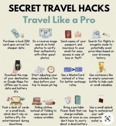 a poster with the words secret travel hacks