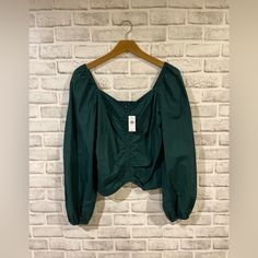 Dark Green Puffed Sleeve Top From The Gap. Sweetheart Necklace. New With Tags! Beautiful Color For Fall And The Holidays! Trendy Green Cotton Puff Sleeve Top, Trendy Long Sleeve Tops By Gap, Trendy Long Sleeve Tops From Gap, Trendy Long Sleeve Gap Tops, Cute Fall Puff Sleeve Tops, Cute Puff Sleeve Tops For Fall, Chic Gap Blouse For Fall, Cute Gap Tops For Fall, Green Gap Tops