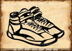 a pair of sneakers on top of a piece of parchment paper with the words, aeps