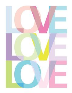 the word love is made up of multicolored lines and letters that appear to be in different colors