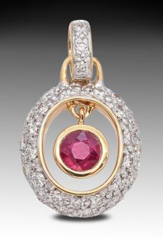 Elevate your style with this 14K yellow and white gold pavé diamond pendant, featuring a stunning hanging bezel-set ruby oval. A piece that radiates elegance and timeless beauty, perfect for any occasion. #GoldJewelry #RubyPendant #LuxuryJewelry Oval Red Jewelry With Pave Setting, Red Oval Jewelry With Pave Setting, Ruby Pendant, Oval Pendant, Bezel Setting, Pave Diamonds, Luxury Jewelry, Diamond Pendant, Timeless Beauty