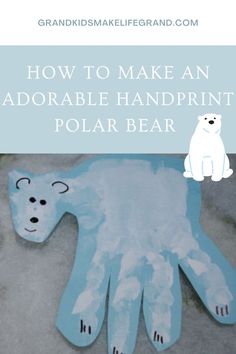 Handprint polar bear Artic Crafts Preschool, Easy Arctic Animal Crafts, Artic Animals Toddler Theme, Arctic Animals Infant Activities, Toddler Arctic Animal Crafts, Preschool Artic Animal Crafts, Cold Weather Animals Preschool, Polar Bear Toddler Craft, Preschool Polar Bear Crafts