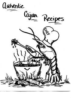 an image of a cartoon character cooking food in a bowl with the words authentic cajun recipes written on it