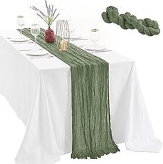 Amazon.com : thanksgiving table decor Green Cheesecloth Table Runner, Table Runner For Wedding, Cheese Table, Cheesecloth Table Runner, Birthday Party Table Decorations, Rustic Table Runners, Fabric Table Runner, Table Flag, Birthday Party Tables