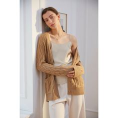 W. Cashmere Luka Cable Knit Cardigan 21FH01 | Sand Final S, Weekend Sweater, Be Grateful, Cable Knit Cardigan, V Neck Cardigan, Cozy Sweater, Cozy Sweaters, Dress Making, Knit Cardigan