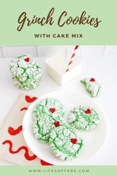 These whimsical Grinch cookies are guaranteed to steal everyone's heart at your holiday gathering ✨ Click to discover this enchanting recipe on lifesoffers.com! Gluten Free Grinch Cookies, Green Crinkle Cookies, Grinch Brunch, Grinch Cake, Grinch Cookies, Gf Cookies, Dessert Cookies, 4 Ingredient Recipes, Grinch Party