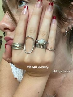 Mixing Metals Earrings, Silver Ring Stack Chunky, Silver Vs Gold Jewelry Skin Tone, Ring Inspo Silver, Rings Mixed Metals, Silver Rings Aesthetic, Earring Stack, Chunky Silver Rings, Mixed Metal Rings