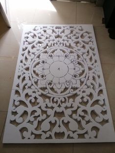 an intricate design on the floor in a room