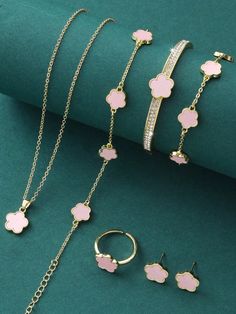 Pink  Collar  Copper   Embellished   Women Fashion Jewelry Earrings For Graduation, Simple Jewelry Set, Lady Accessories, Gifts Pink, Pink Copper