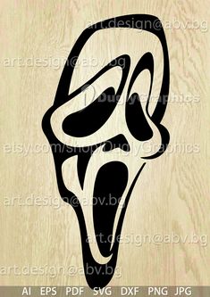 a black and white drawing of an animal's head on wood background, with the word