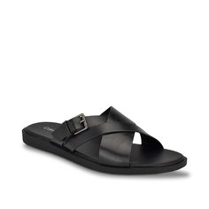 Calvin Klein-Elon Sandal Add to your summer look with the Calvin Klein Elon sandal. This cross-banded pair sports a classic silhouette that touches up your collection with versatile style. Mens Leather Sandals, Mens Leather, Summer Look, Classic Silhouette, Versatile Style, Touch Up, Summer Looks, Black Sandals, Leather Sandals