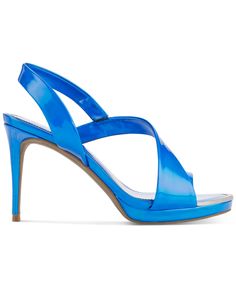 Sweeping asymmetrical lines and slingbacks top sleek stiletto heels for a daring lift in the Diva sandals from Dkny. Blue Strappy Heels For Evening, Blue Strappy Evening Heels, Blue Strappy Sandals For Evening, Blue Strappy Evening Sandals, Summer Party Slingback Pumps With Adjustable Straps, Blue Strappy Sandals For Formal Occasions, Blue Evening Sandals For Spring, Blue Slingback Pumps For Summer Parties, Blue Open Toe Slingback Pumps For Evening