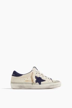 Golden Goose Shoes Low Top Sneakers Superstar Sneaker in Cream/Blue/Ice Navy Golden Goose, Blue Golden Goose, The Golden Goose, Skor Sneakers, Golden Goose Superstar, Shoe Wishlist, Golden Goose Sneakers, Blue Ice, Shoe Inspo