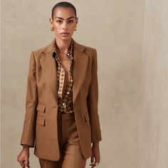 The Limited Collection Women’s Brown Suit Jacket Is A Size Small Pit To Pit Is Approximately 18 Inches Length Is Approximately 22 1/2 Inches 2 Front Pockets Pants Are A Size 4 Cassidy Fit And Flare Leg Comfortable And Easy. Just Below Waist. Shaped Hip And Thigh Approximately 16 Inches Length Is Approximately 41 1/2 Inches Inseam Is Approximately 33 Inches 2 Faux Front Pockets 2 Back Pockets Nwt Women's Suits, Brown Suits, The Ritual, Blazer Designs, Getting Dressed, Velvet Blazer, Tailored Blazer, Blazer Outfits, Wool Blazer