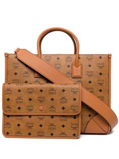 cognac brown leather all-over logo print two rounded top handles adjustable detachable shoulder strap open top main compartment removable pouch Designer Cognac Satchel With Detachable Handle, Designer Cognac Shoulder Bag With Top Carry Handle, Business Shoulder Bag With Detachable Handle In Monogram Canvas, Business Shoulder Bag With Detachable Handle And Monogram Canvas, Luxury Cognac Shoulder Bag With Top Handle, Luxury Cognac Shoulder Bag With Top Carry Handle, Brown Monogram Canvas Briefcase, On-the-go Monogram Canvas Bag With Top Handle, Brown Monogram Canvas Rectangular Briefcase