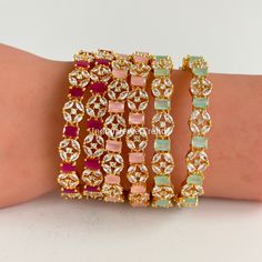 Gold Diamond bangles CZ Bangles Indian bangles Diamond Bracelets Bangles bridal bangles Indian wedding bridal jewelry Wedding jewelry Cz Classic Bangles With Gold Plating 2 Pc Bangle Latest Design American Diamond Bangle Ships from California in 1 business day Delivery in 2-5 business days in the USA Stackable Cubic Zirconia Wedding Bangle, Wedding Stackable Cubic Zirconia Bangle, Pink Stackable Wedding Bangle, Pink Wedding Bangle With Cutdana, Pink Bollywood Bangle For Party, Pink Meenakari Wedding Bangle, Pink Kundan Bangle For Gift, Pink Kundan Bangle For Festivals, Classic Bangles