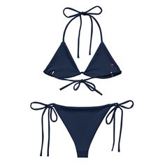 Indulge in the luxurious and exclusive style of our classic Navy Blue String Bikini. This beautiful string bikini set is not only comfortable, but it also offers double-layering and UPF 50+ protection. Customize the straps to your liking and get ready to turn heads at the beach! Made from soft recycled polyester, this bikini is both stylish and sustainable.• Soft and stretchy material with UPF 50+• Sizes up to 6XL• Bikini top comes with removable padding for comfort• Multiple ways to tie and sty Navy Blue Bikinis, Beach Lifestyle, Surf Style, Hawaiian Style, Hawaiian Print, Lifestyle Clothing, High Top Shoes, Blue Ocean, Upf 50