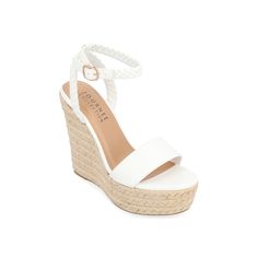 Journee Collection-Andiah Espadrille Wedge Sandal Look distinguished donning the Andiah espadrille wedge sandal from Journee Collection. Solid toe strap, braided ankle strap, espadrille wedge, and platform make this adjustable sandal impressive. Tru Comfort foam footbed offers optimal comfort. White Wedges Shoes, Dresses Graduation, Platform Espadrille Sandals, Adjustable Sandals, Cute Wedges, White Wedges, Wedding Clothes, Platform Espadrilles, Fancy Shoes