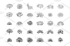 a set of lotus flower icons