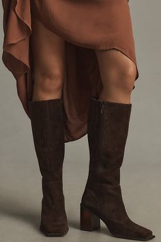 Can we talk a boot this style? | Highness Heeled Boots by Matisse in Brown, Women's, Size: 6, Leather/Suede at Anthropologie Fall Suede Mid-calf Boots Medium Width, Suede Platform Boots Medium Width For Fall, Fall Suede Platform Boots Medium Width, Medium Width Suede Heeled Boots, Wide Calf Suede Knee-high Boots, Fall Suede Heeled Boots, Wide Calf Suede Mid-calf Boots For Fall, Knee-high Suede Boots For Winter, Fitted Suede Platform Boots For Fall