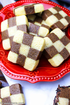 Chocolate and vanilla flavored checkered cookies for Christmas