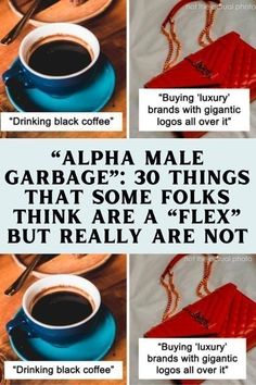 three pictures with different types of coffee in them