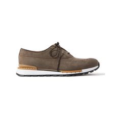 Berluti's 'Fast Track' sneakers have smart brown uppers, so they'll do for the work week and the weekend. Crafted in Italy from soft nubuck, they're set on serrated rubber soles for all-day comfort. Don’t miss the decorative perforations on the toes. Berluti Shoes, Track Sneakers, Luxury Sneakers, Sneakers For Men, Work Week, Fast Track, Mr Porter, Up Styles, The Weekend