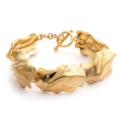 Sterling King Molten Link Bracelet in Two Tone Gold product shot Luxury Brass Oyster Bracelet, Modern Chunky Gold Bracelets, Elegant Chunky Metal Bracelets, Elegant Chunky Jewelry For Formal Occasions, Elegant Chunky Yellow Gold Bracelet, Elegant Gold Chunky Bracelets, Elegant Chunky Gold Bracelets, Elegant Chunky Gold Bracelet, Chunky Gold Bracelet