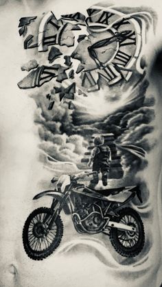 Tattoo Bike Memorial Tattoo, Dirt Bike Chain Tattoo, Dirtbike Memorial Tattoo, Motorcycle Remembrance Tattoo, Dirt Bike Tattoos, Bike Life Tattoo