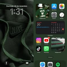 an image of the back of a green nike hoodie with app icons on it