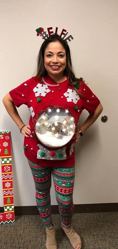 Christmas Diy Sweater, Diy Ugly Christmas Sweater Ideas, Easy Ugly Christmas Sweater, Homemade Ugly Christmas Sweater, Ugly Christmas Sweater Diy Funny, Ugly Christmas Sweater Ideas, Christmas Sweater Ideas, Ugly Christmas Sweater Outfit, Sweater Inspiration