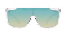 ‘Aloha West’ is a sublime representation of form and function. Our premium PureBlend™ Lens — offering our finest optical clarity — is present in a stunning aqua-champagne color. This elevated design is further enhanced by the multi-functional, attachable side shields. Plus, the crystal clear & blue temples offer rubberized tips for added adjustability. ‘Aloha West’ has you covered from concert stages to canyon trails. // Details: Gender: Unisex Frame: Gloss Clear Side Shields: Attachable Lens Co Modern Shield Sunglasses For Beach, Modern Clear Shield Sunglasses With Uva Protection, Modern Clear Shield Sunglasses With Mirrored Lenses, Modern Clear Shield Sunglasses For Summer, Modern Clear Shield Sunglasses With Polarized Lenses, Modern Clear Polarized Shield Sunglasses, Modern Shield Sunglasses With Uv Protection, Modern White Polycarbonate Sunglasses, Modern White Polycarbonate Shield Sunglasses