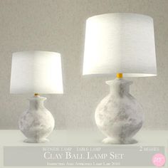 Sims 3 Living Room, Clay Ball, The Sims 4 Skin, Ball Lamp, Bedside Lamps, Ball Lamps, Lamp Set