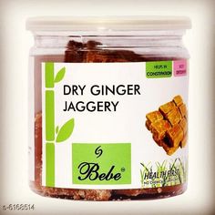 a jar of dry ginger jagery is shown