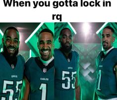 three football players are smiling and posing for the camera with text that reads, when you got a lock in rg