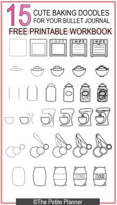 Cooking Journal Ideas, Free Doodle Printables, Recipe Scrapbooking Ideas, Baking Doodles, Recipe Book Ideas, Cook Journal, Doodles Step By Step, Journal Free Printable