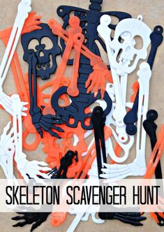 skeleton scavenger hunt for halloween with lots of different shapes and sizes to make it fun