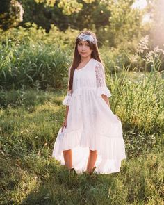 Girls High Low Dress, Princess Dress Fairytale, Boho Toddler, Rustic Dresses, Rustic Flower Girls, Girls Lace Dress, Lace Dress Vintage, Dress Bohemian, Flower Girl Dress Lace