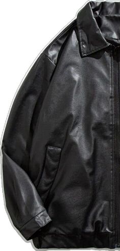 Solid Leather Jacket With Zipper For Streetwear, Black Faux Leather Outerwear With Zipper, Black Faux Leather Outerwear With Zipper Closure, Black Hooded Faux Leather Jacket, Black Leather Outerwear With Zipper Closure, Black Leather Jacket With Stand Collar, Casual Black Leather Long Coat, Black Leather Jacket With Zipper Closure, Solid Leather Jacket With Zipper Closure