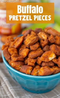 a bowl full of buffalo pretzel pieces