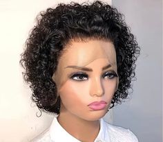 Features： Pre-plucked hairline & bleached knots Sufficient parting area Affordable HD lace Curly Pixie Wig, Sassy Hairstyles, Curly Lace Wig, Pixie Wig, Side Part Hairstyles, Curly Pixie Cuts, Short Human Hair Wigs, Curly Pixie, Short Hair Wigs